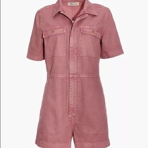 Madewell Garment-Dyed Pink Coverall Romper Size Small